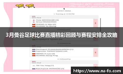 3月曼谷足球比赛直播精彩回顾与赛程安排全攻略