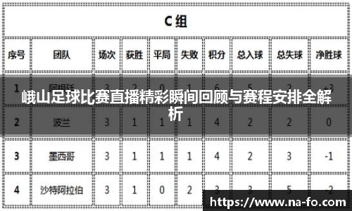 峨山足球比赛直播精彩瞬间回顾与赛程安排全解析