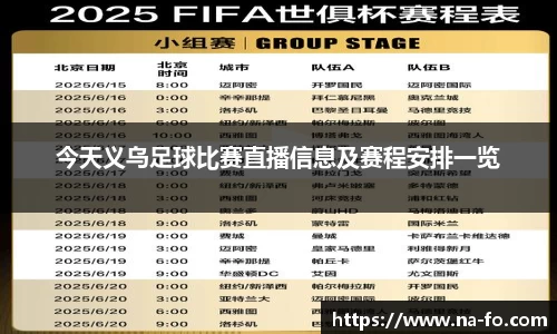 今天义乌足球比赛直播信息及赛程安排一览